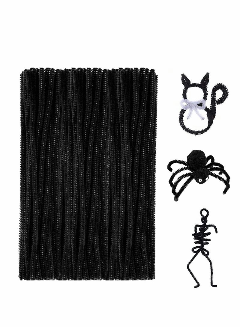 100Pcs Pipe Cleaners, Black Color Chenille Stems for DIY Crafts Decorations Creative School Projects