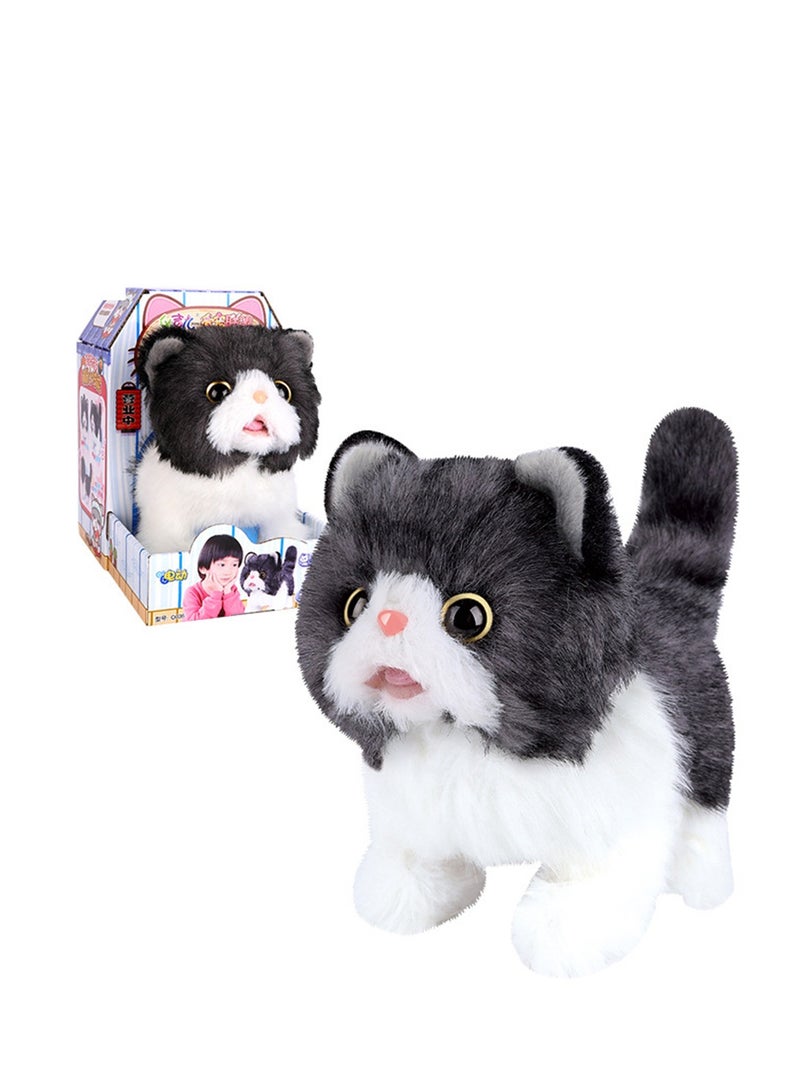 Robot Electronic Cat Plush Cat Stuffed Animal Interactive Cat Meow Kitten Touch Control, Electronic Cat Pet, Robotic Cat Cat Kitty Toy, Animated Toy Cats for Girls Baby Kids British Shorthair Cat