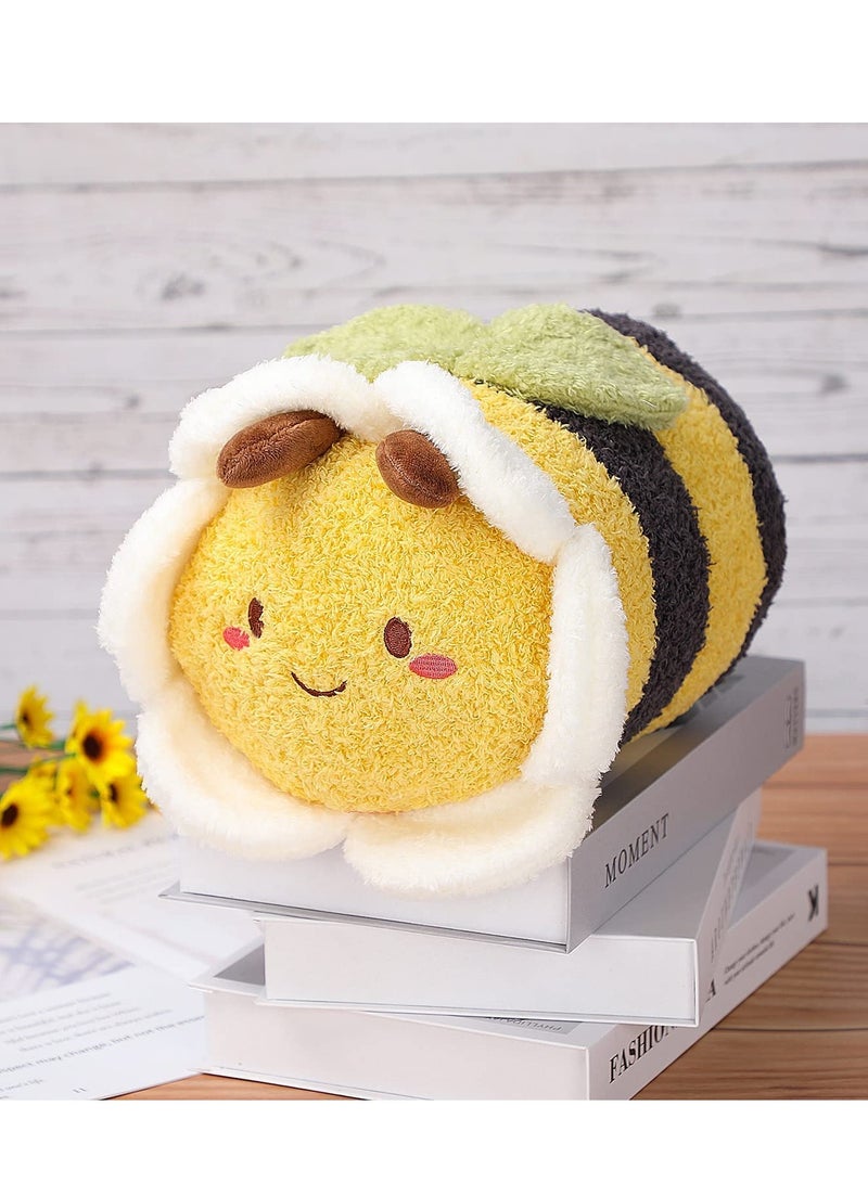 Flower Bee Plush Toy, 11“ Funny C ute Stuffed Plushie Pillow Doll, Soft Fluffy Birthday Hugging Cushion Decor, Present for Kids and Adults