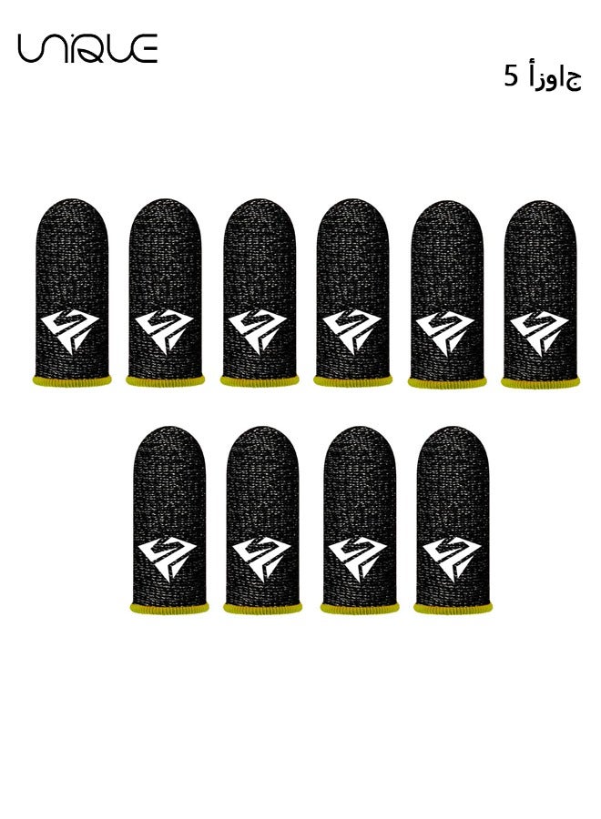 5 Pack Mobile Phone Gaming Finger Sleeves, Finger Sleeves Fit All Touchscreen Devices, 0.3mm Superconducting Nanofibers, Smooth Feel, Anti-Sweat, Extremely Thin, Yellow Edge