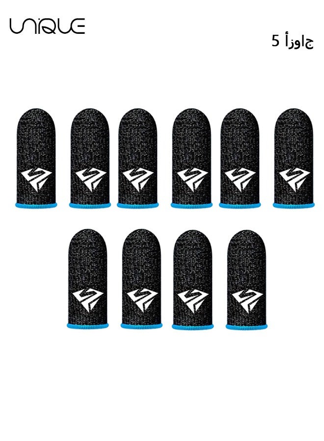 5 Pack Mobile Phone Gaming Finger Sleeves, Finger Sleeves Fit All Touchscreen Devices, 0.3mm Superconducting Nanofibers, Smooth Feel, Anti-Sweat, Extremely Thin, Blue Edge