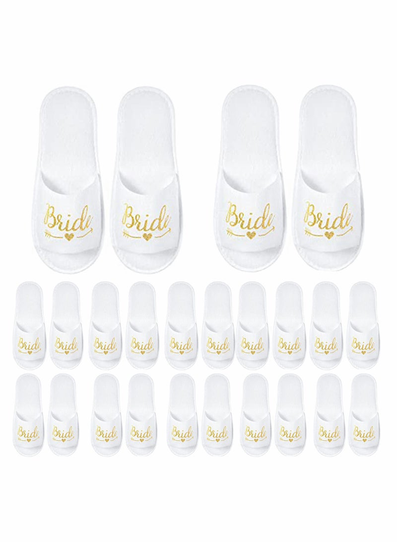 12 Pairs Bride Slippers Disposable Open Toe Spa Slipper for The Bride Hen Do Accessories for Bridal Shower Hen Party