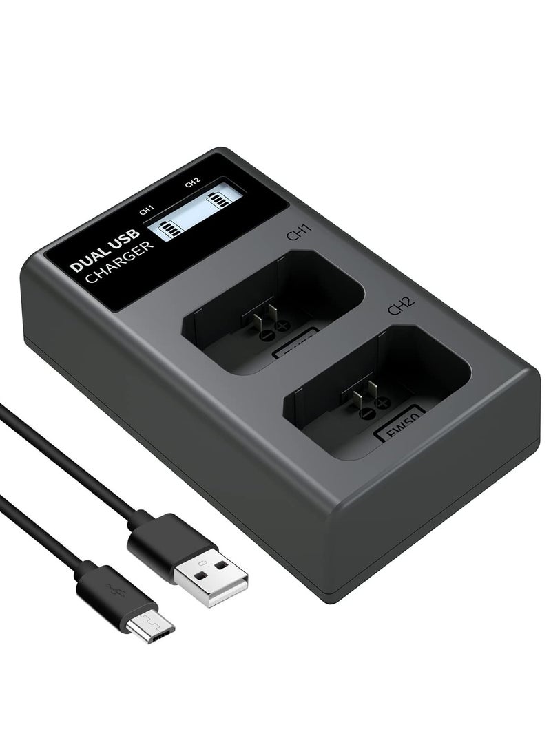 NP-FW50 Battery Charger, LCD Dual Charger Compatible with Sony Alpha A6000, A6400, A6100, A6300, A6500, A5100, A7, A7 II, A7R, A7R II, A7R2, A7S, A7S II, A7S2, A5000, A3000, RX10, NEX-3/5/7 Series