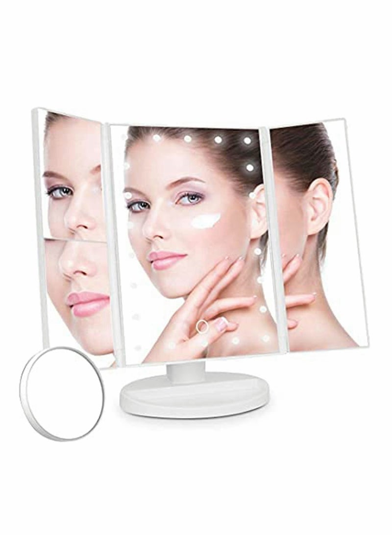 Lighted Makeup Mirror with 22 LED Lights, Touch Screen, Dual Power Supply, 180 Degree Rotation Portable Mirrors for Travel