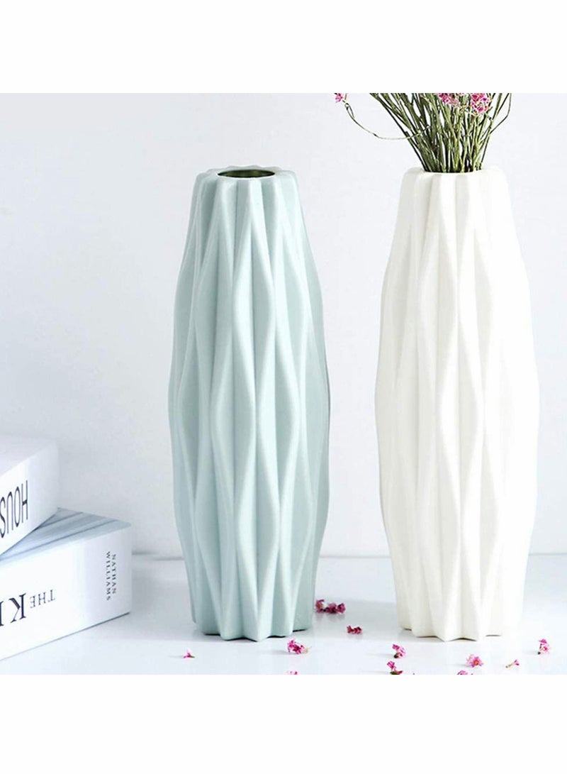 Flower Vases, Decorative Modern Floral Vase, For Home Decor, Living Room Centerpieces and EvVents, Dry Flower Vase Plant Pot for Home Office Decoration Green (White)