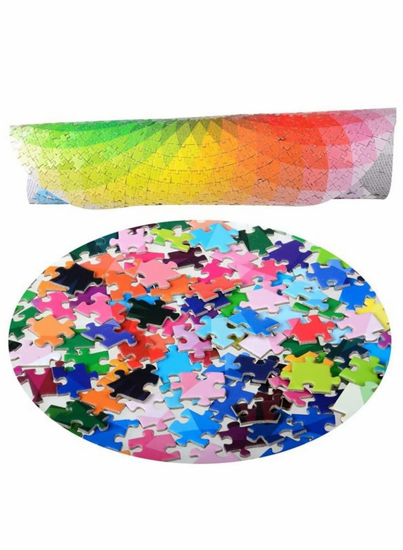 1000 Piece Puzzles Gradient Color Rainbow with Cool Rainbow Effect Large Round Thicker Paper Palette Intellectual Game for Adults