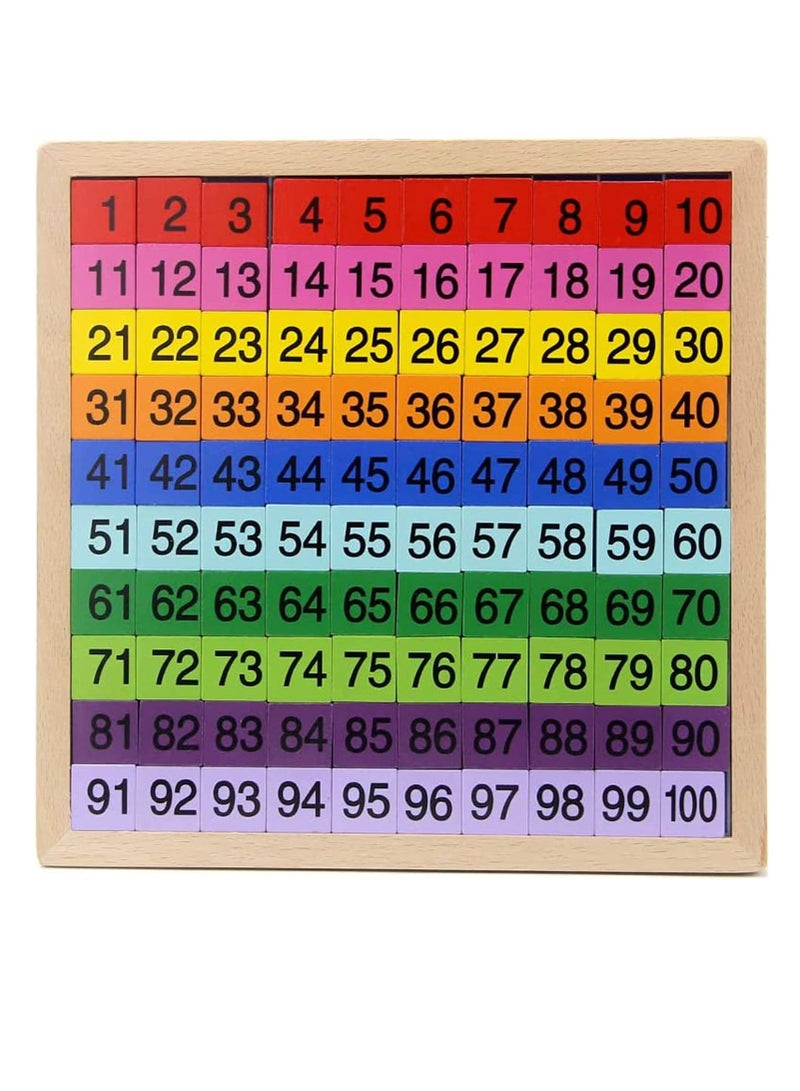 Early Childhood Education Digital Teaching Board, Wooden Math Learning Board Toy, 1 100 Consecutive Numbers Wooden Hundred Digital Board, Educational Game for Kids with Storage Bag