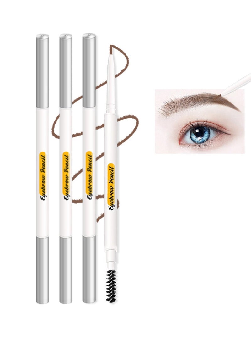 SYOSI Dual Ended Eyebrow Pencil, 4 Colors Ultra Thin Eyebrow Pencil, Waterproof Long-Lasting Professional Eye Brow Pencils with Spoolie Brush, Natural Eyebrows (4PCS)