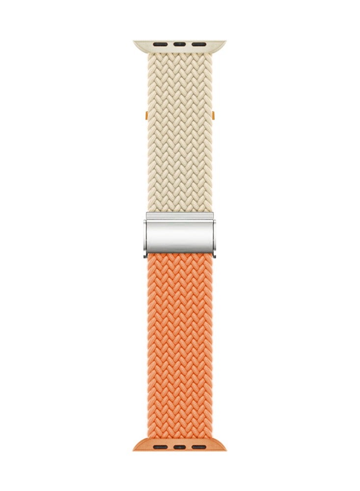 Suitable For Apple Watch Patchwork Woven Nylon Carabiner Stretch Strap 42/44/45/49mm Dial
