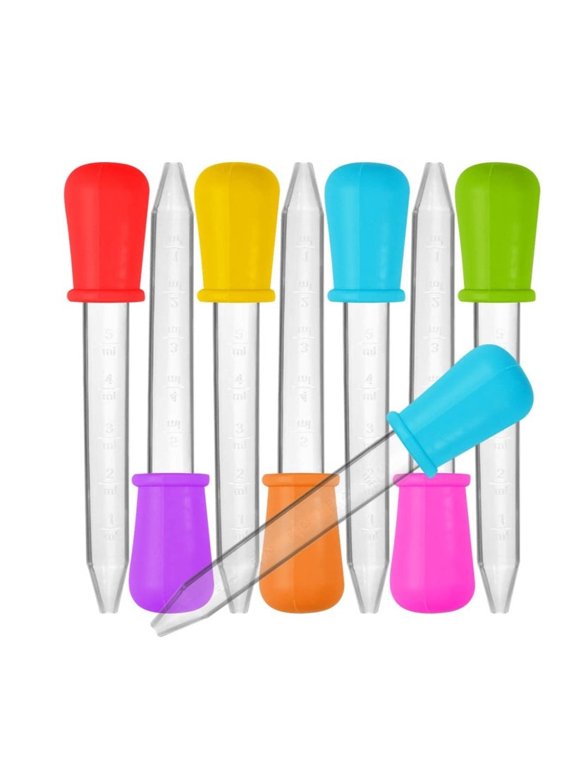 8 Pcs Liquid Droppers, Silicone and Plastic Pipettes Transfer Eyedropper with Bulb Tip for Candy Oil Kitchen Kids Gummy Making   7 Colors