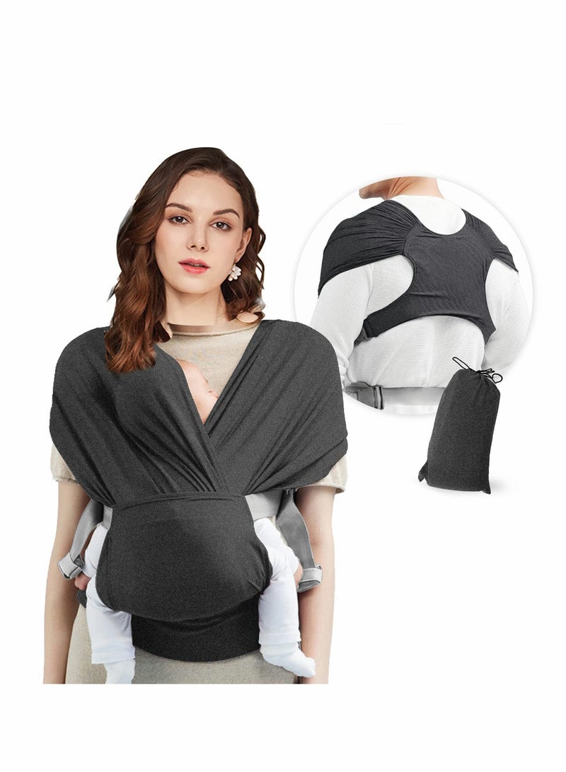 Baby Wrap Carrier Slings, Adjustable Baby Carrier Newborn to Toddler Original Stretchy Infant Sling, Perfect for Newborn Babies and Children up to 35 lbs (Dark Grey)