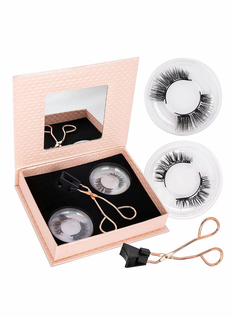 Dual Magnetic Eyelashes Kit, Glue-free Magnetic Eyelash Clip Without Eyeliner Needed Light Weight & Easy to Wear, 3D Reusable Eyelashes (2 Pairs)