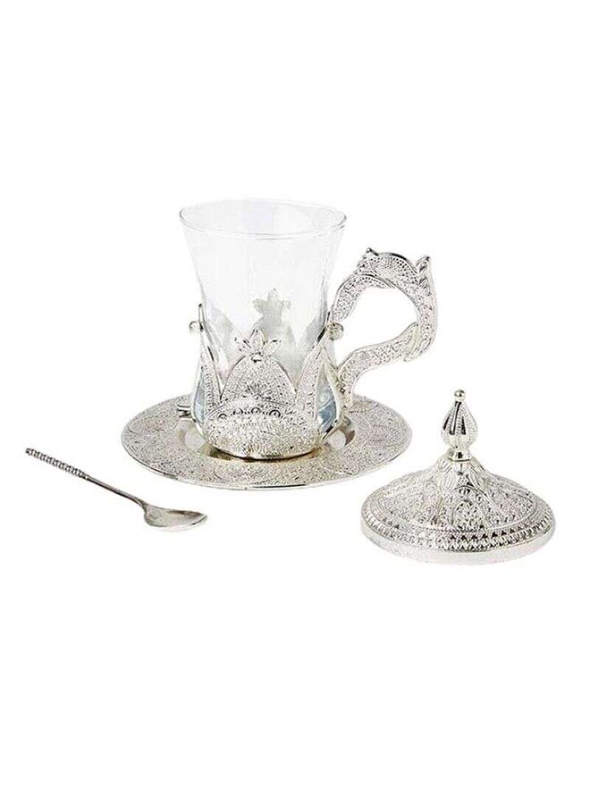 Antique Style Coffee Mug With Accessories Silver/Clear