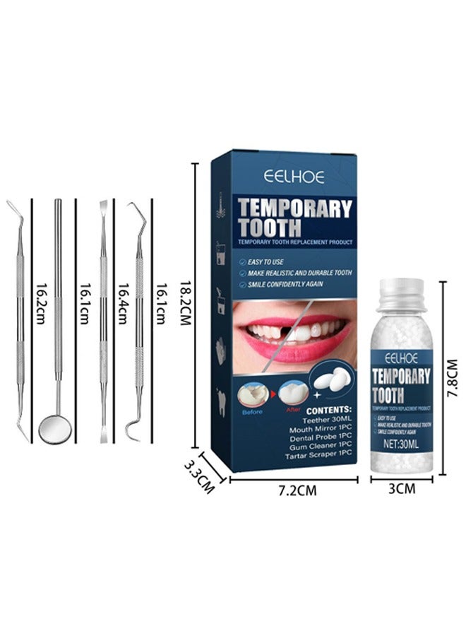 Tooth Repair Kit - Temporary Fake Teeth Replacement Kit with Dental Mirror Tools for Temporary Restoration of Missing & Broken Teeth Replacement Dentures