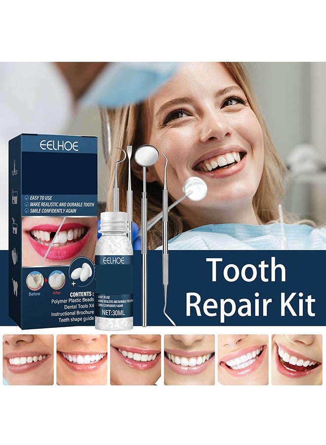 Tooth Repair Kit - Temporary Fake Teeth Replacement Kit with Dental Mirror Tools for Temporary Restoration of Missing & Broken Teeth Replacement Dentures