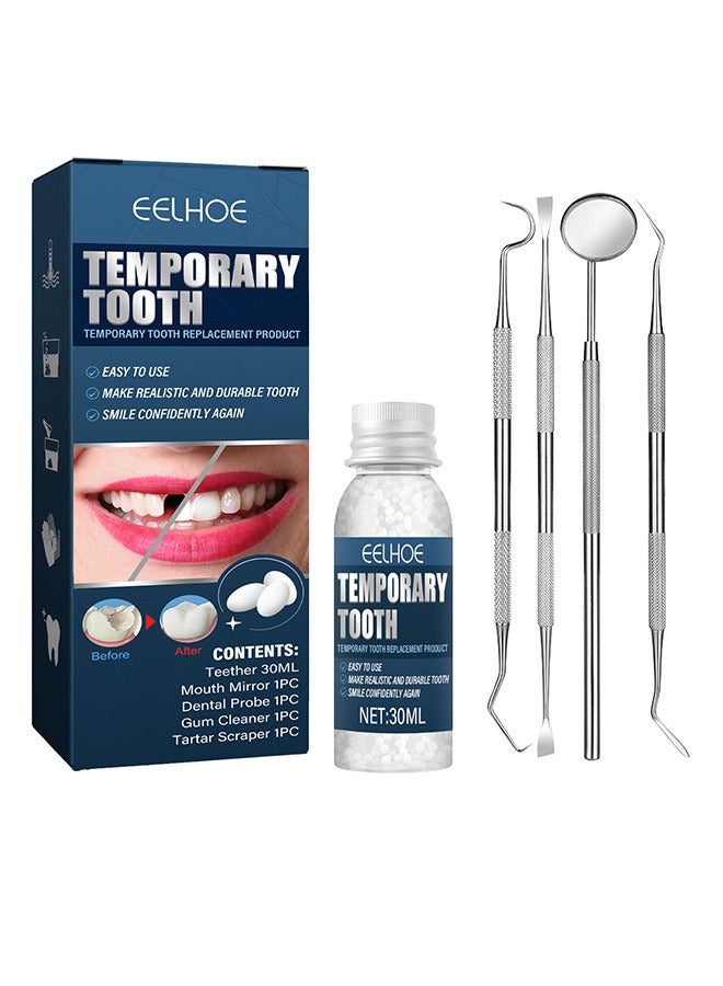 Tooth Repair Kit - Temporary Fake Teeth Replacement Kit with Dental Mirror Tools for Temporary Restoration of Missing & Broken Teeth Replacement Dentures