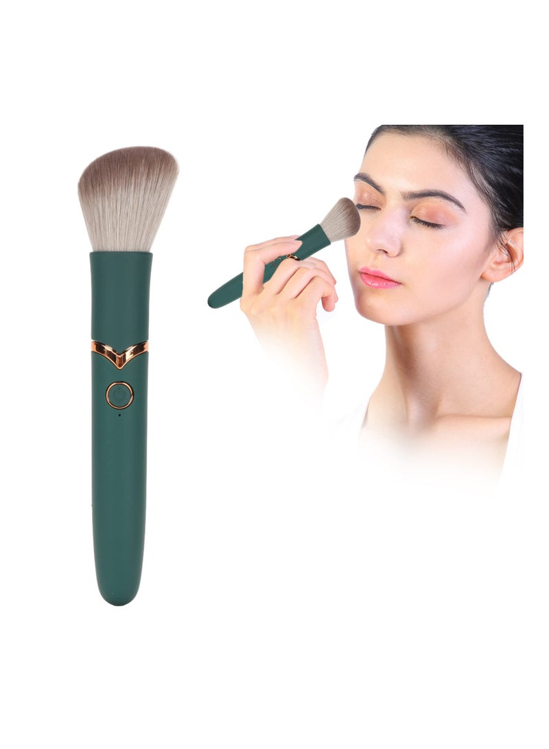 Electric Makeup Brush, 10 Gears Vibration Massage makeup Brush, Works with Foundation, Concealer or Blush, Rechargeable Adjustable Loose Powder Brush (Green)
