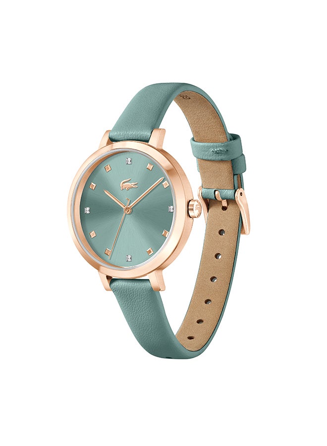 Women's Analog Round Shape Leather Wrist Watch 2001367 - 34 Mm