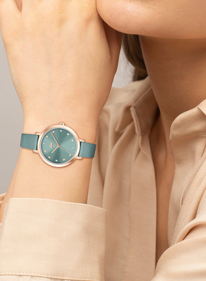 Women's Analog Round Shape Leather Wrist Watch 2001367 - 34 Mm