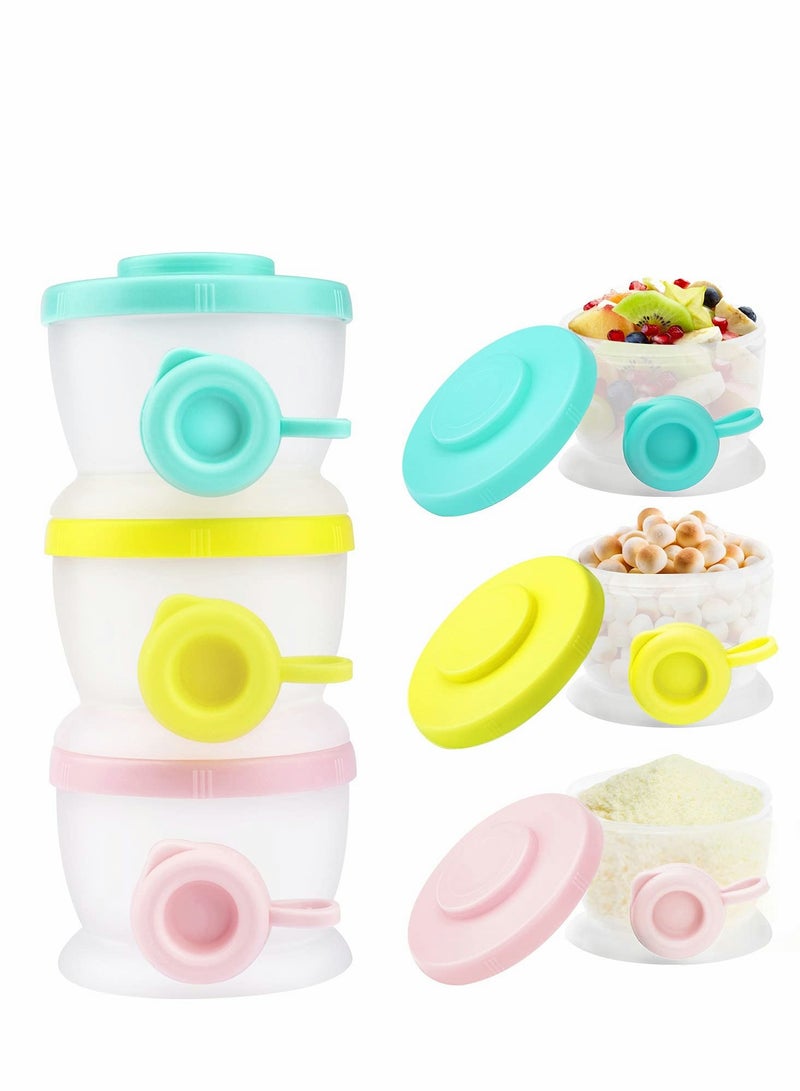 Baby Formula Dispenser, Stackable Milk Powder Formula Container Formula Holder Snack Fruit Biscuits Storage for Travel, On-The-Go, BPA Free, 3 Compartments