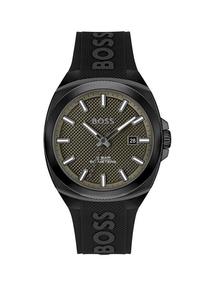 Men's Analog Tonneau Shape Leather Wrist Watch 1514140 - 41 Mm