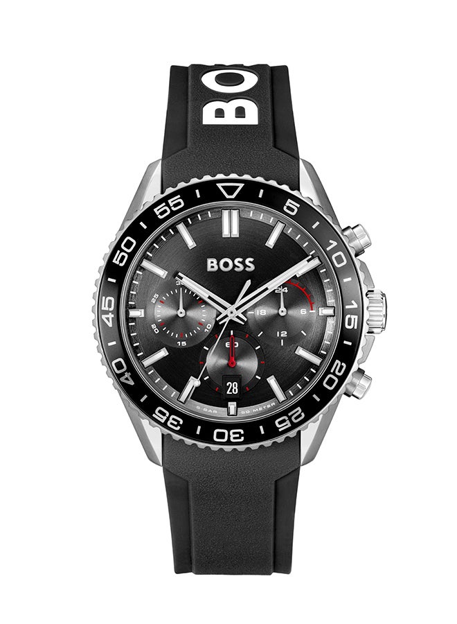Men's Chronograph Round Shape Leather Wrist Watch 1514141 - 44 Mm