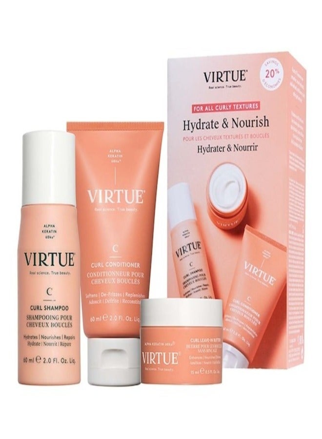 VIRTUE For All Curly Texture Hydrate and Nourish 3psc 135ml