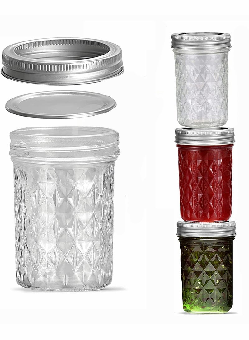 Ma son Jars, Canning Jars Jelly Jars With Lids, Ideal for Jam, Honey, Wedding Favors, Shower Favors, for Canning, Preserving, Meal Prep 12, Diamond, 12, Ma son Jars