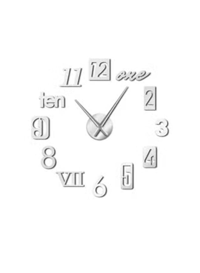 English Numeral Wall Clock Silver 15x10x4.5cm