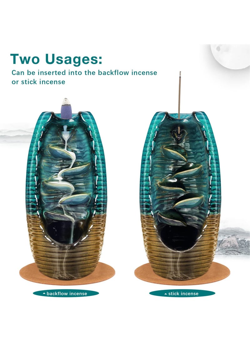 KASTWAVE, Incense Waterfall Burner Holder with 120 Backflow Cones, Backflow Incense Burner, Aromatherapy Ornamental for Home Office Yoga