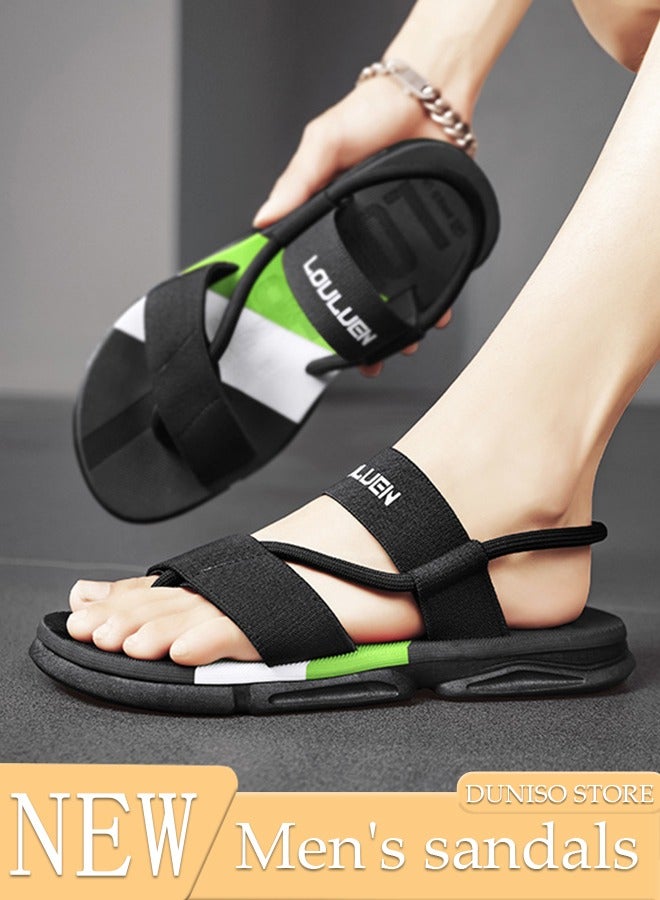 Men's Sandals Lightweight Slide Sandal with Non-slip Soles Thick Sole Beach Sandal Breathable Slip-on Sandal House Flat Sandal for Indoor & Outdoor