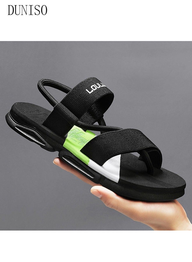 Men's Sandals Lightweight Slide Sandal with Non-slip Soles Thick Sole Beach Sandal Breathable Slip-on Sandal House Flat Sandal for Indoor & Outdoor