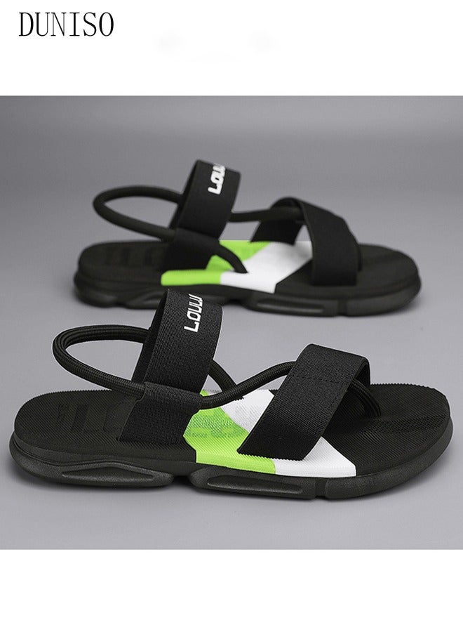 Men's Sandals Lightweight Slide Sandal with Non-slip Soles Thick Sole Beach Sandal Breathable Slip-on Sandal House Flat Sandal for Indoor & Outdoor