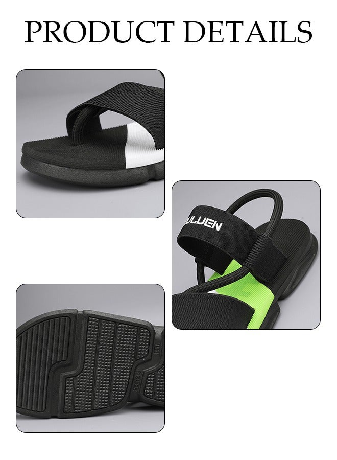 Men's Sandals Lightweight Slide Sandal with Non-slip Soles Thick Sole Beach Sandal Breathable Slip-on Sandal House Flat Sandal for Indoor & Outdoor