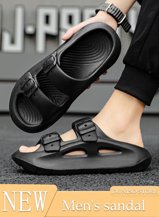 Men's slippers Summer Sandals Lightweight Slide Sandal with Non-slip Soles Thick Sole Beach Slipper Breathable Slip-on Sandal House Flat Slipper for Indoor and Outdoor