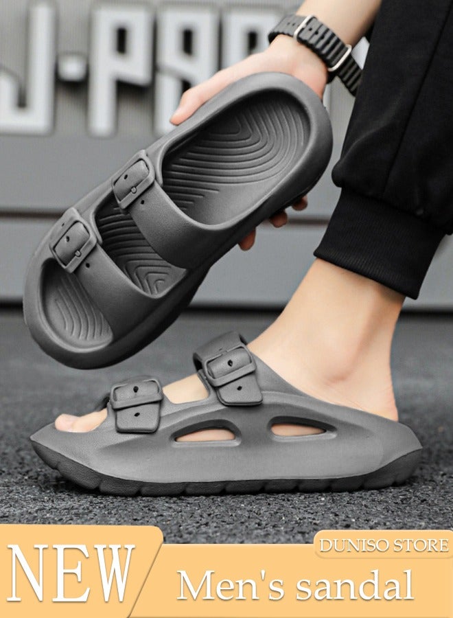 Men's slippers Summer Sandals Lightweight Slide Sandal with Non-slip Soles Thick Sole Beach Slipper Breathable Slip-on Sandal House Flat Slipper for Indoor and Outdoor