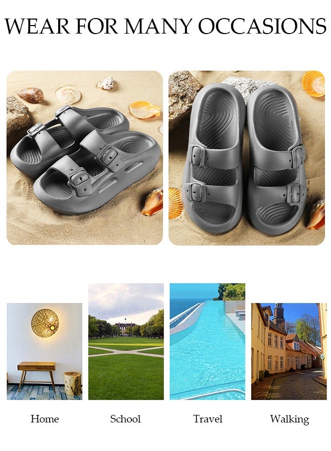 Men's slippers Summer Sandals Lightweight Slide Sandal with Non-slip Soles Thick Sole Beach Slipper Breathable Slip-on Sandal House Flat Slipper for Indoor and Outdoor