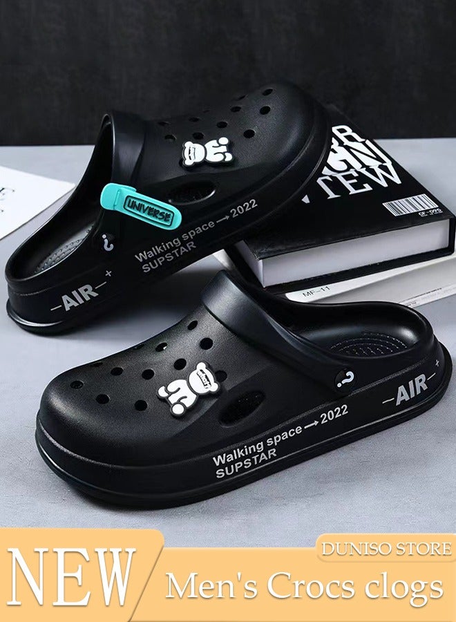Men's Crocs clogs Sandals Bath Slippers Quick Drying Slide Sandal Non-Slip Soft Shower Slippers Spa Bath Pool Gym House Slippers Beach Sandals for Indoor & Outdoor