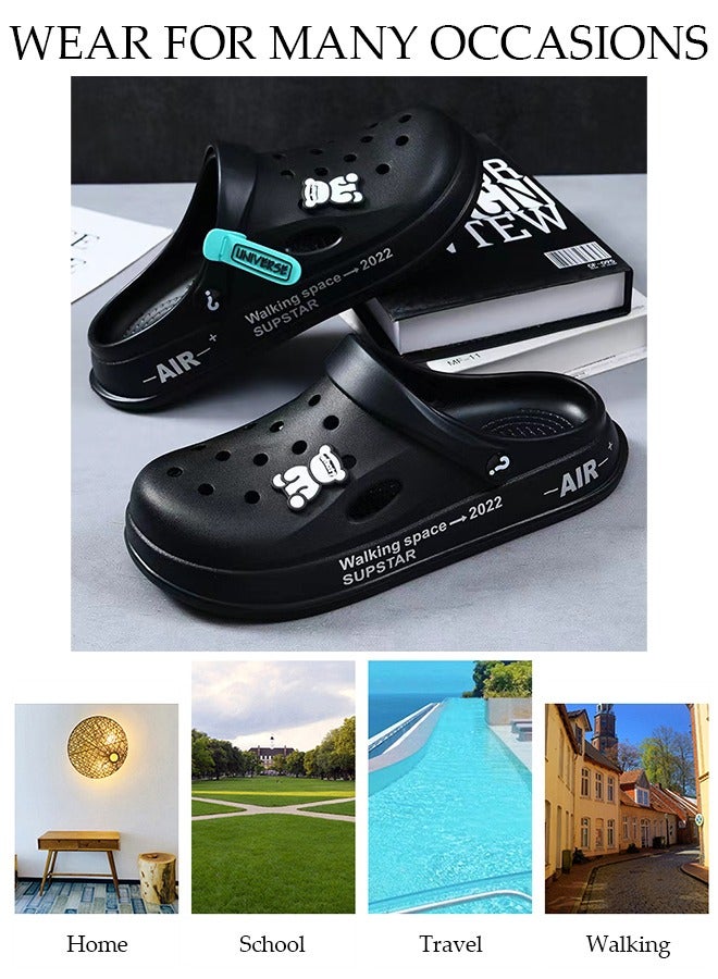 Men's Crocs clogs Sandals Bath Slippers Quick Drying Slide Sandal Non-Slip Soft Shower Slippers Spa Bath Pool Gym House Slippers Beach Sandals for Indoor & Outdoor