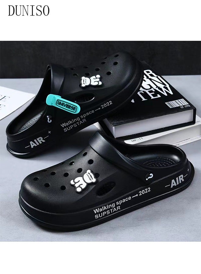 Men's Crocs clogs Sandals Bath Slippers Quick Drying Slide Sandal Non-Slip Soft Shower Slippers Spa Bath Pool Gym House Slippers Beach Sandals for Indoor & Outdoor