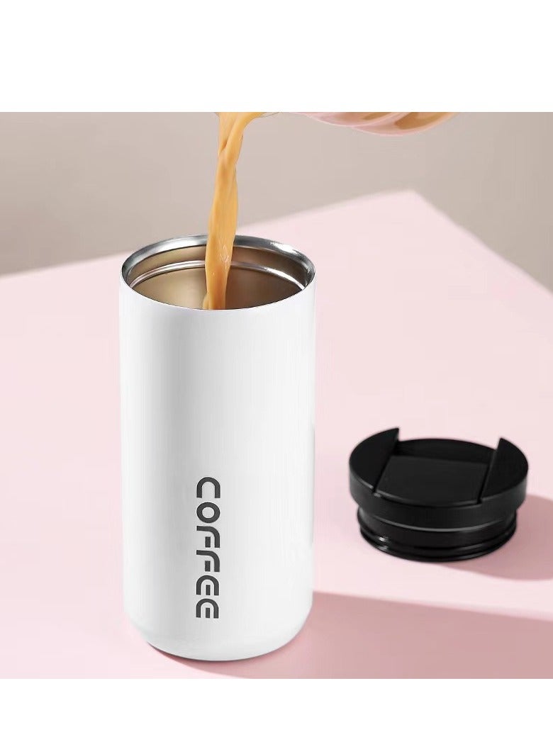 Double Stainless Steel Cups, Portable Coffee Cups, Creative Thermos Cups with Straws, Stainless Steel Thermos Travel Mug,Double Wall Leak-Proof Thermos Mug for Travel Office School Party Camping