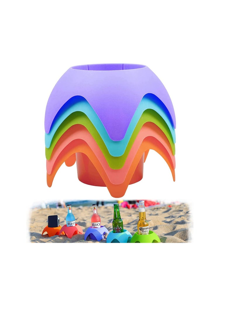Beach Accessories for Vacation, Beach Gear Beach Cup Holders Beach Supplies Beach Trip Must Haves for Women Adults Family FriendsMulticolor, 5 Pack