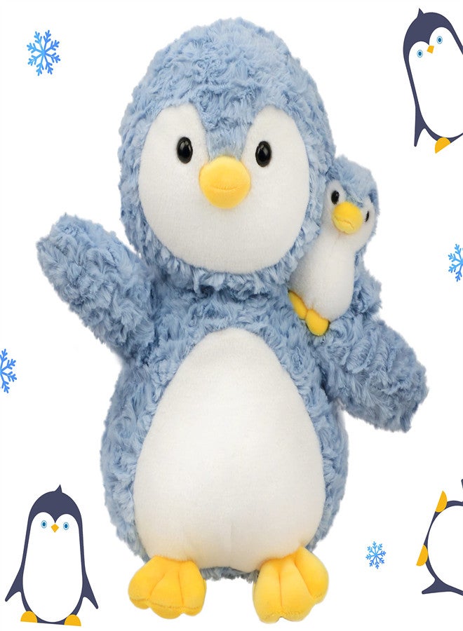 Plush Penguin Stuffed Toy,  Kids Soft Plushie Animal Doll, Birthday Gift for Toddlers Boys Girls, Adorable Mom Penguin with Baby Penguin, Baby Shower Nursery Decorate