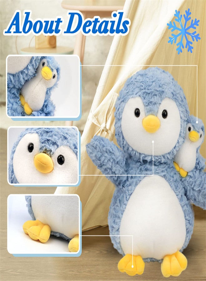Plush Penguin Stuffed Toy,  Kids Soft Plushie Animal Doll, Birthday Gift for Toddlers Boys Girls, Adorable Mom Penguin with Baby Penguin, Baby Shower Nursery Decorate