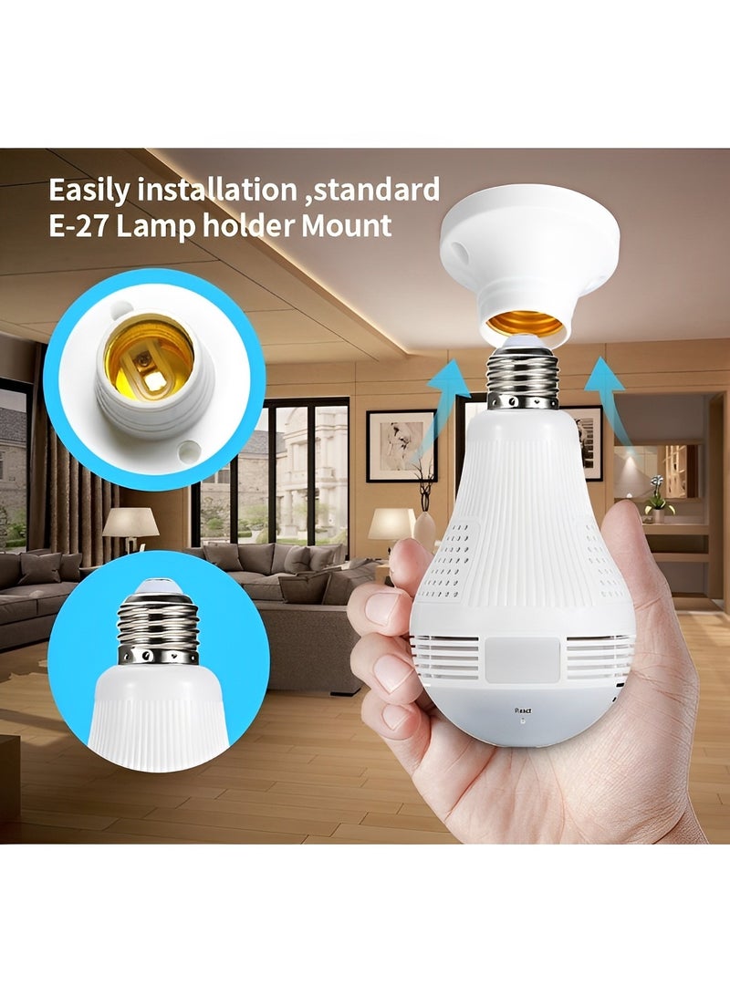 2K Bulb Security Camera 360° Wireless Security Cameras with Full Color Day and Night & Motion Detection & Easy Installation & Audible Alarm Security Camera for Outdoor Indoor