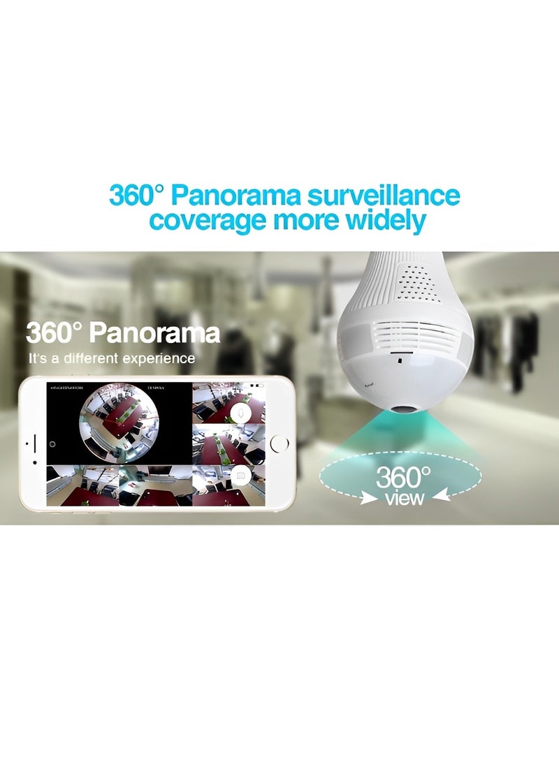 2K Bulb Security Camera 360° Wireless Security Cameras with Full Color Day and Night & Motion Detection & Easy Installation & Audible Alarm Security Camera for Outdoor Indoor