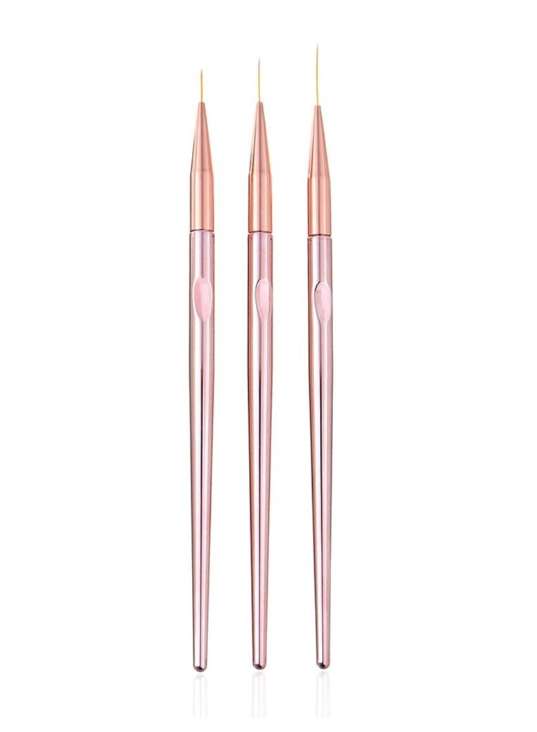 3 Pcs Rose Gold Nail Art Liner Brushes Set UV Gel Acrylic Application Nail Pens Nail Art Designs Tools 3 Pcs Rose Gold Nail Art Liner Brushes Set UV Gel Acrylic Application Nail Pens Nail Art Designs