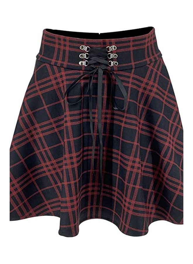 High Waist Short A-line Skirt Black/Red