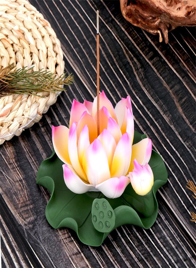 Lotus Ceramic Incense Burner, Classical Incense Sticks Holder, Artificial Lotus Incense Stick Burner for Yoga Meditation and Home Decor