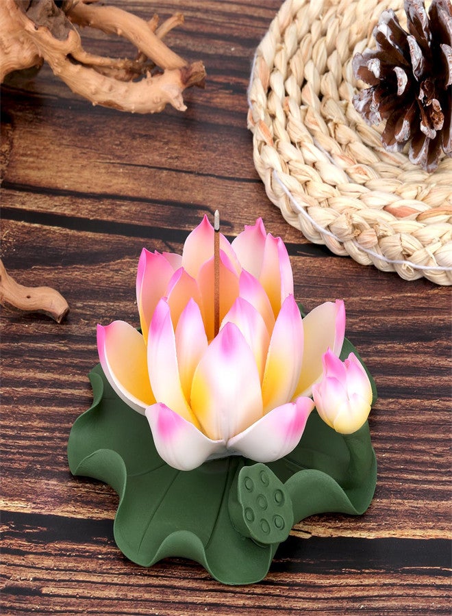 Lotus Ceramic Incense Burner, Classical Incense Sticks Holder, Artificial Lotus Incense Stick Burner for Yoga Meditation and Home Decor